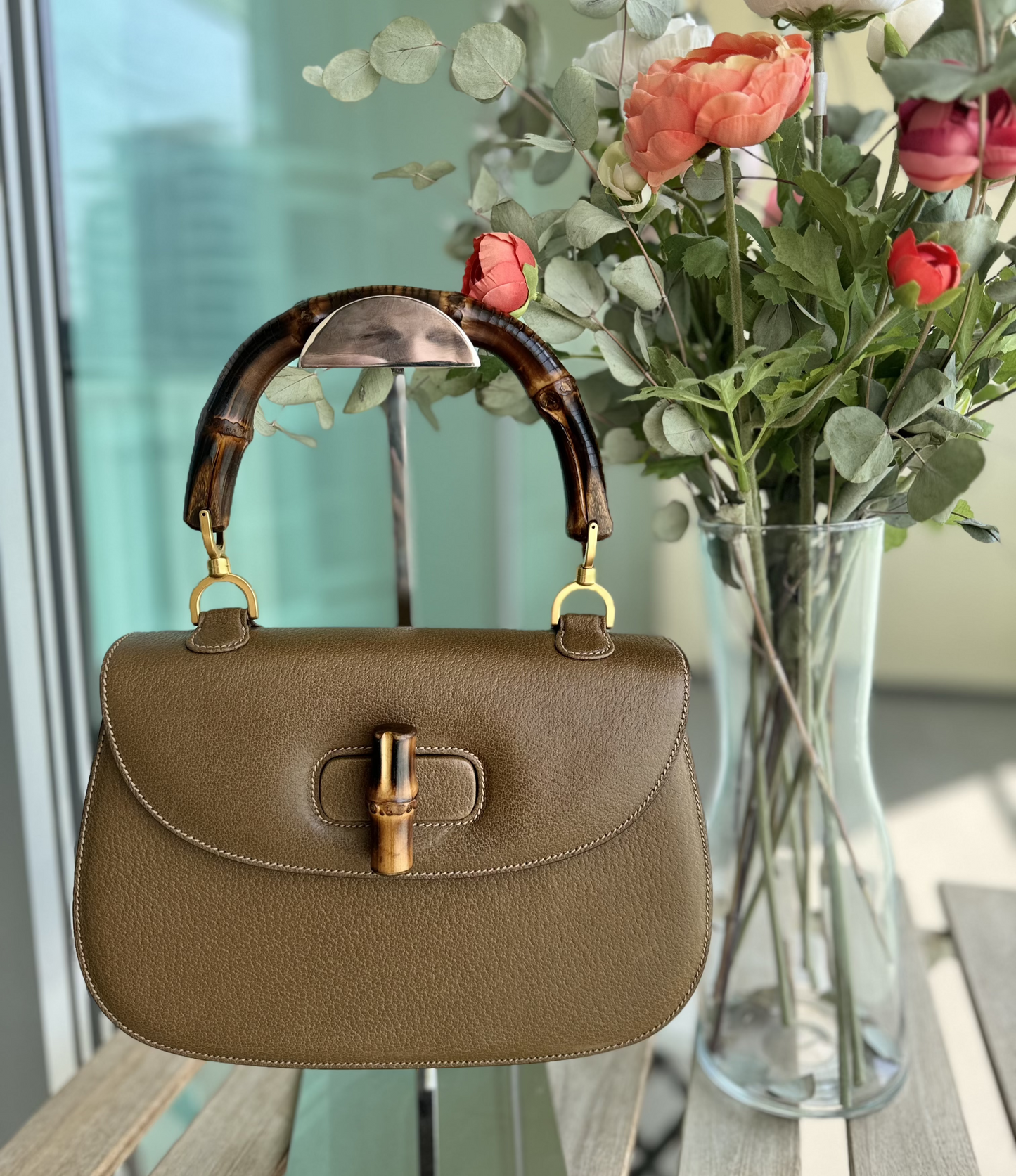 Gucci Bamboo 1947 Top Handle Bag with strap