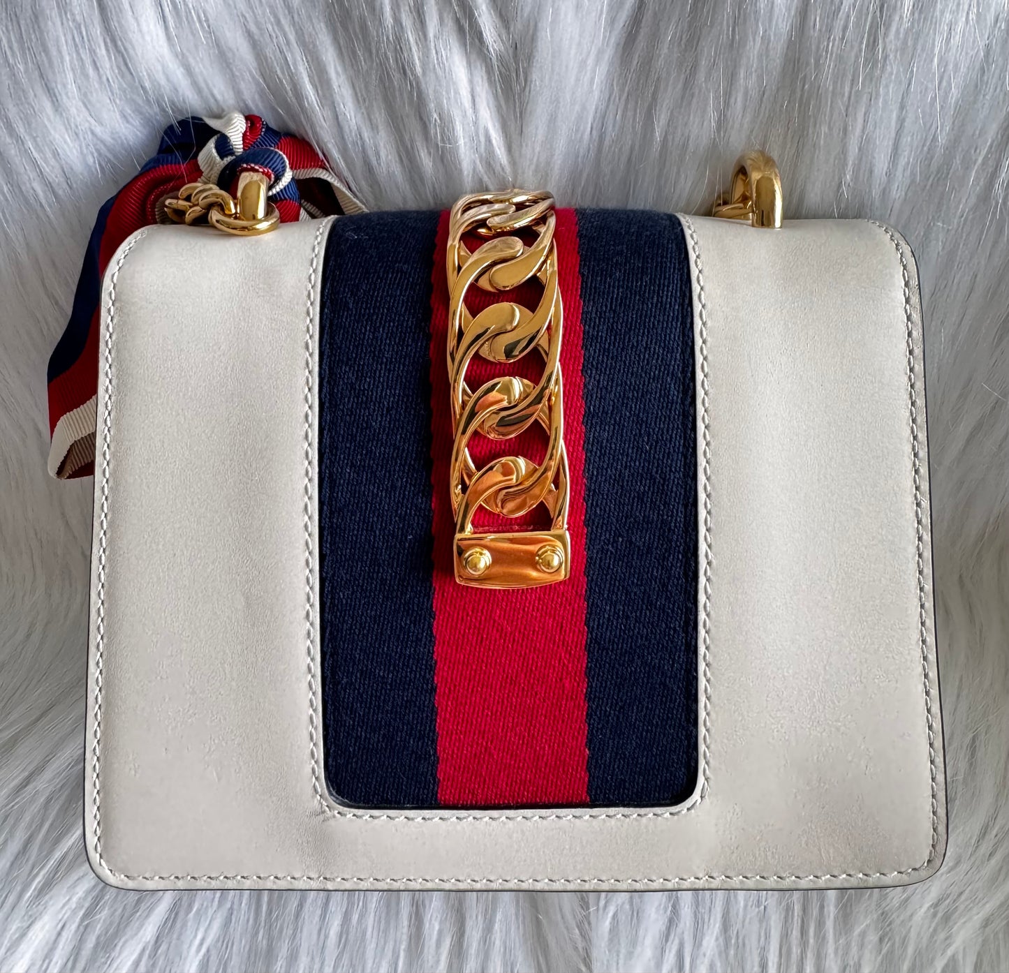 Gucci Sylvie White Mini Chain Bag