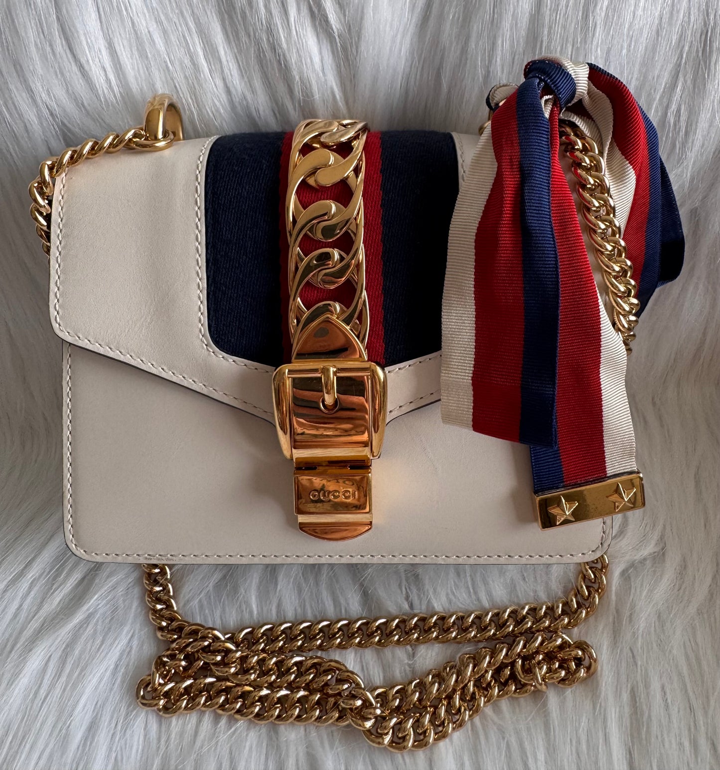 Gucci Sylvie White Mini Chain Bag
