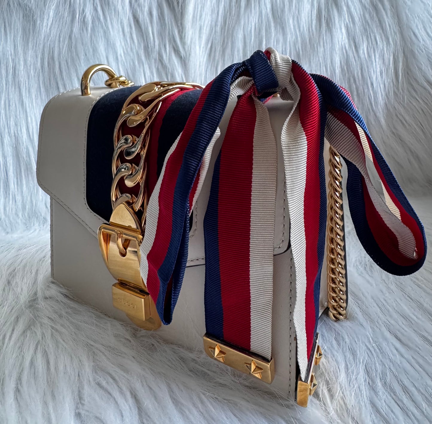 Gucci Sylvie White Mini Chain Bag