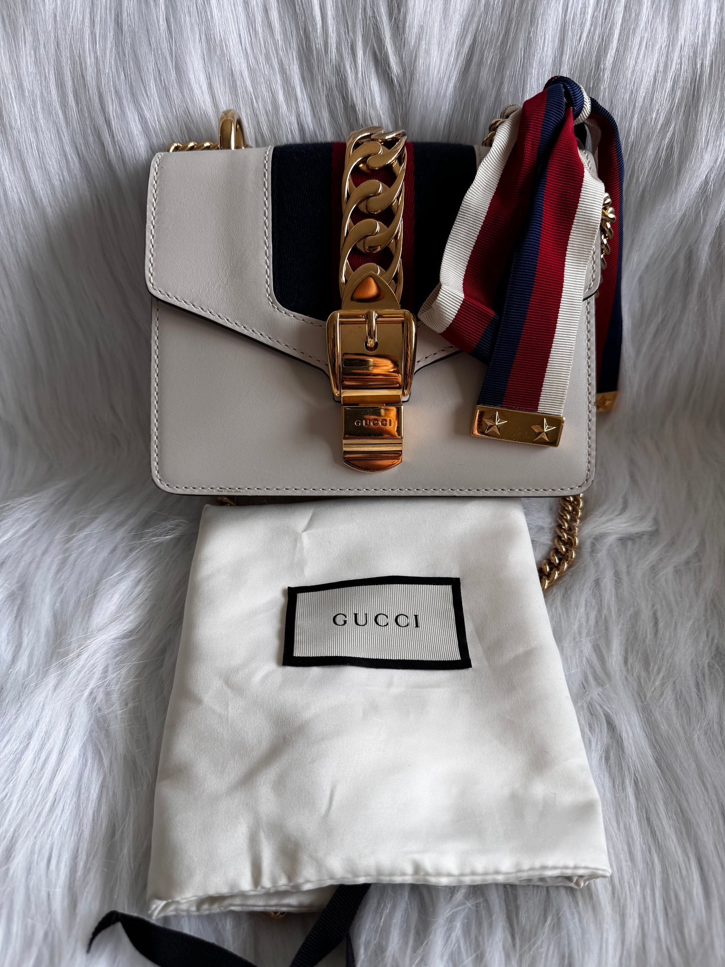 Gucci Sylvie White Mini Chain Bag