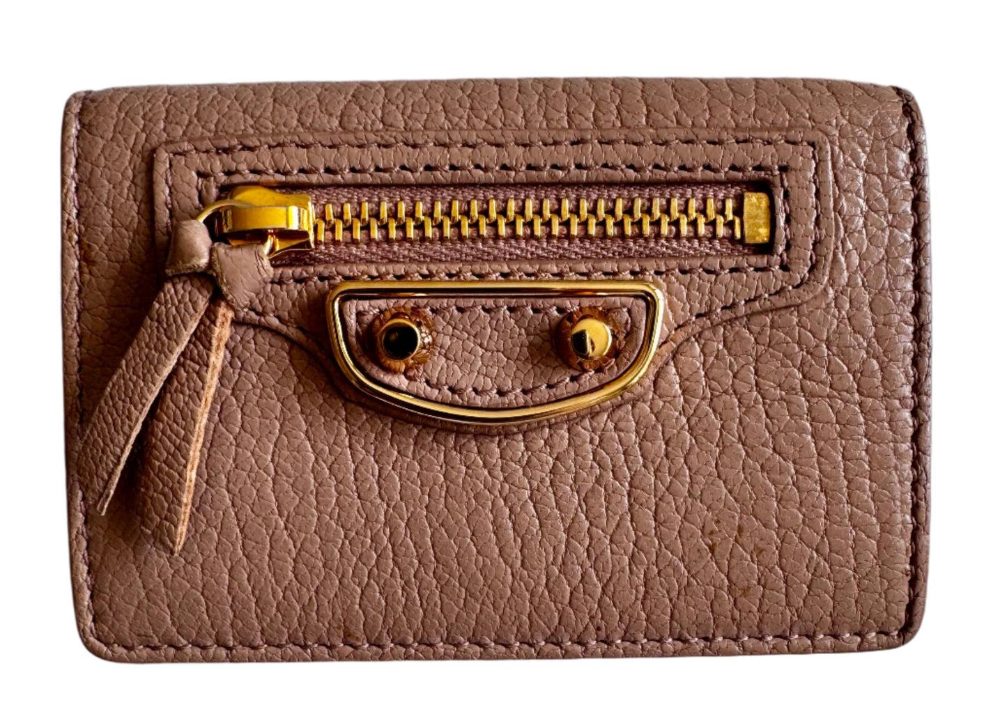 Balenciaga Le City leather mini wallet-beige