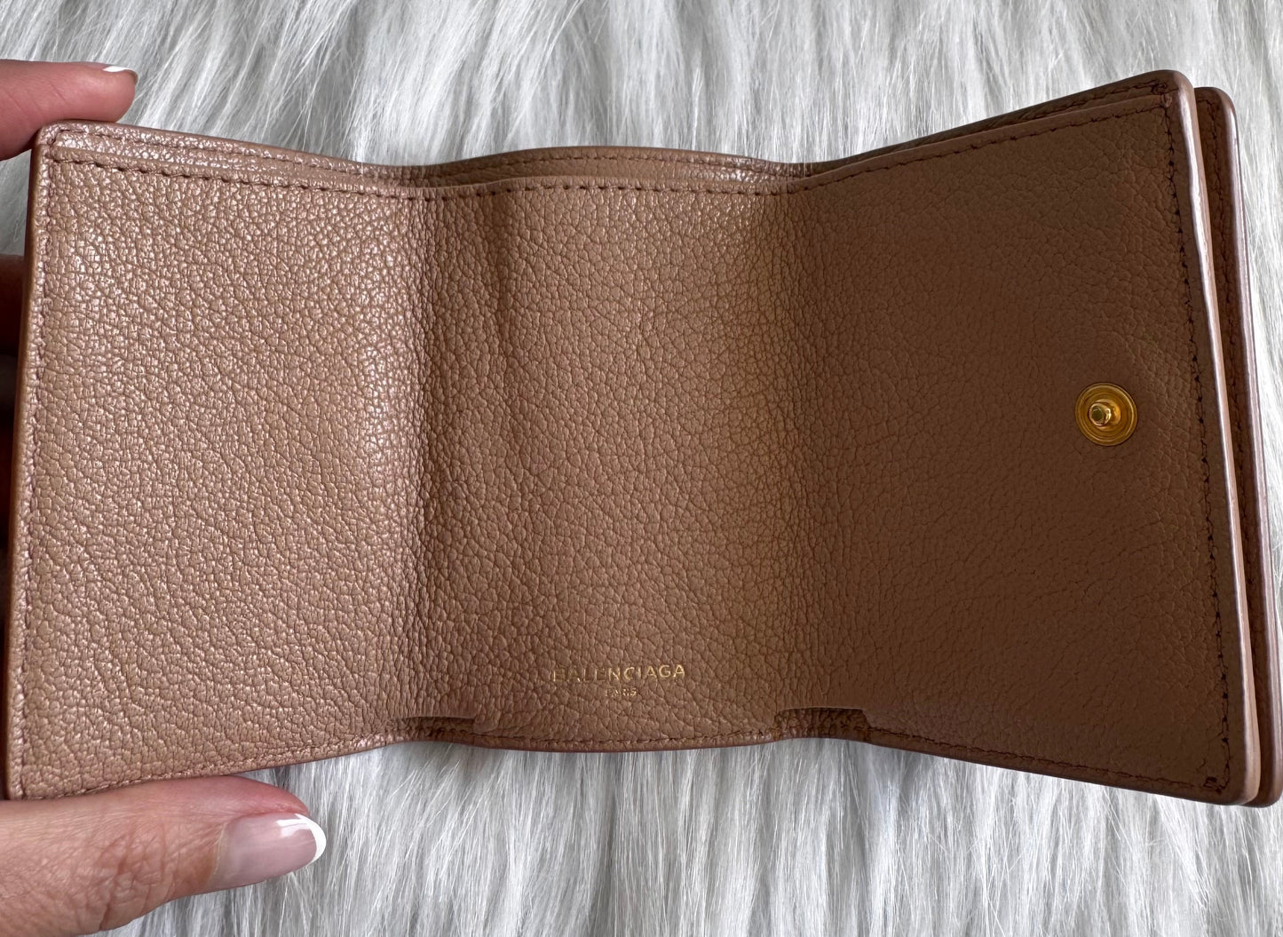 Balenciaga Le City leather mini wallet-beige