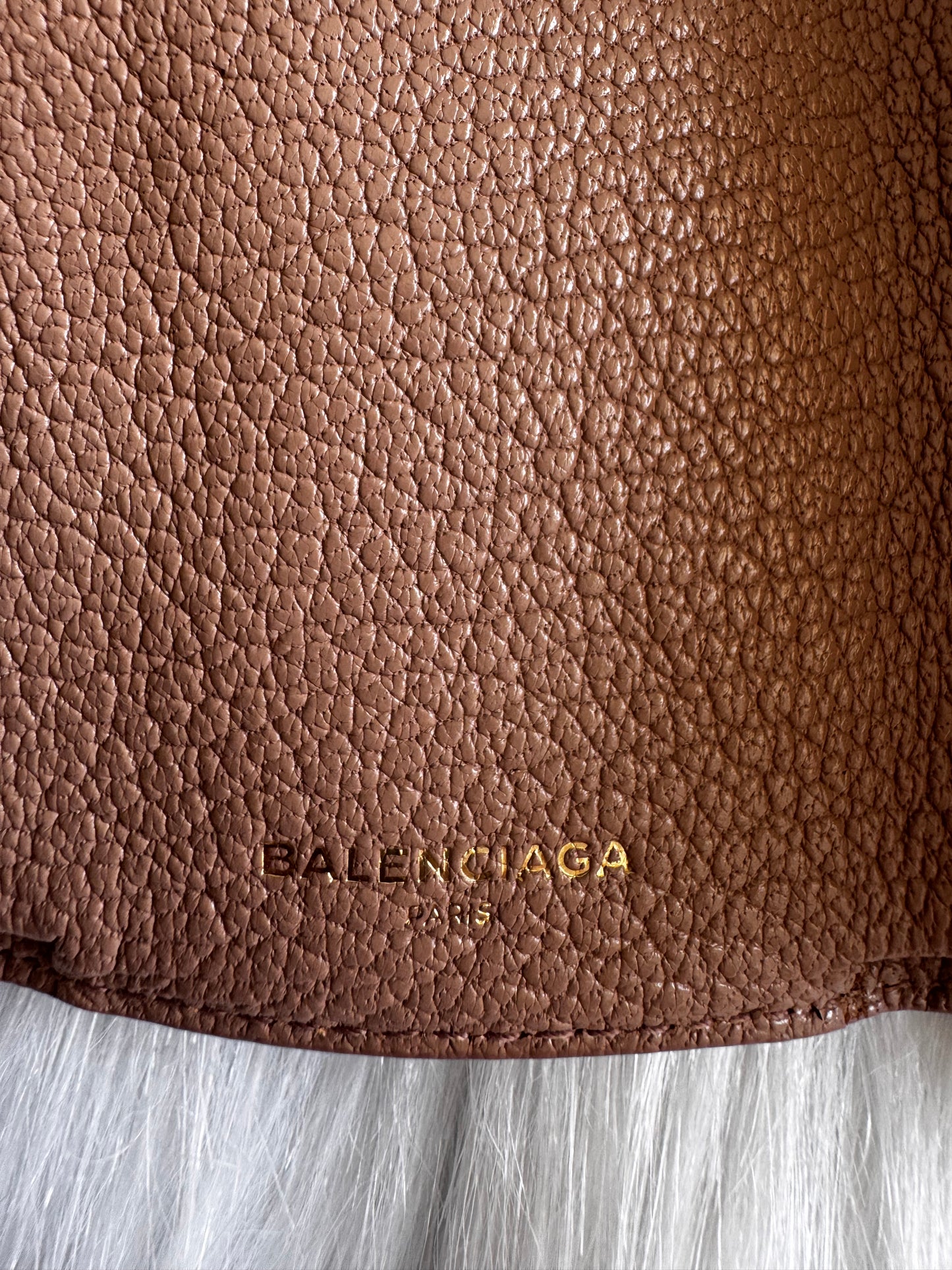 Balenciaga Le City leather mini wallet-beige