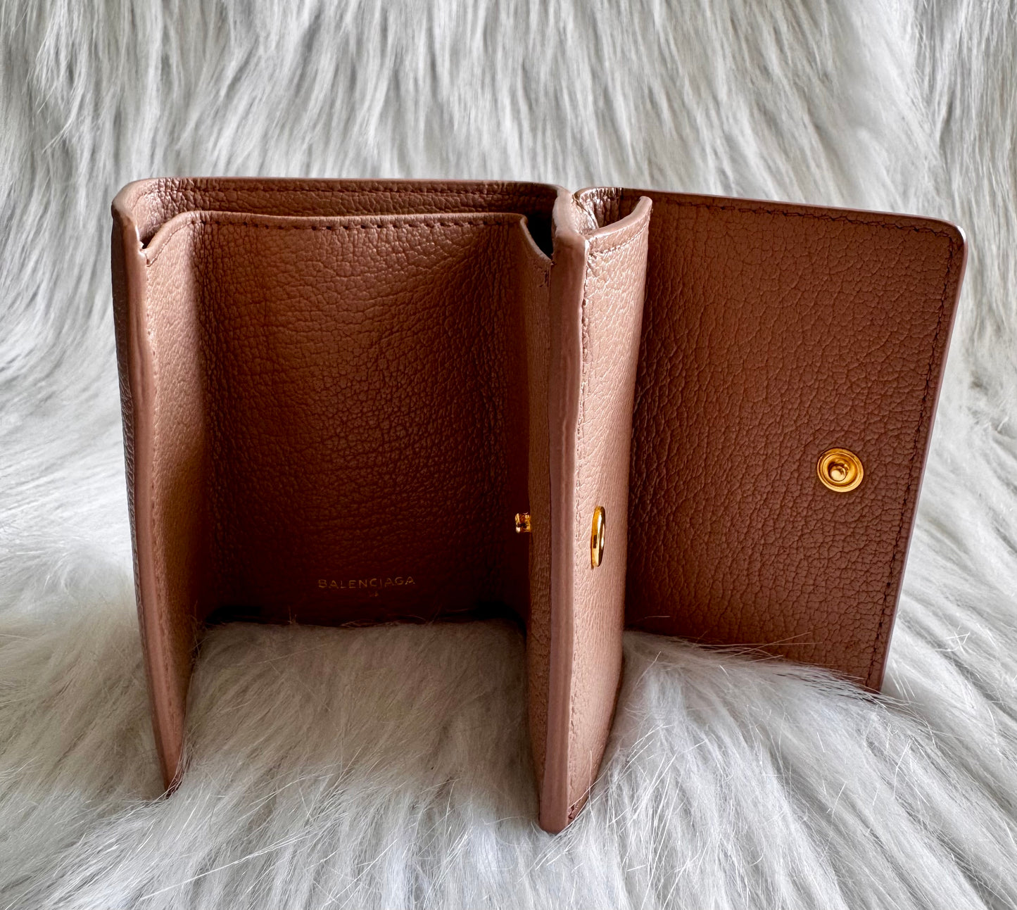 Balenciaga Le City leather mini wallet-beige