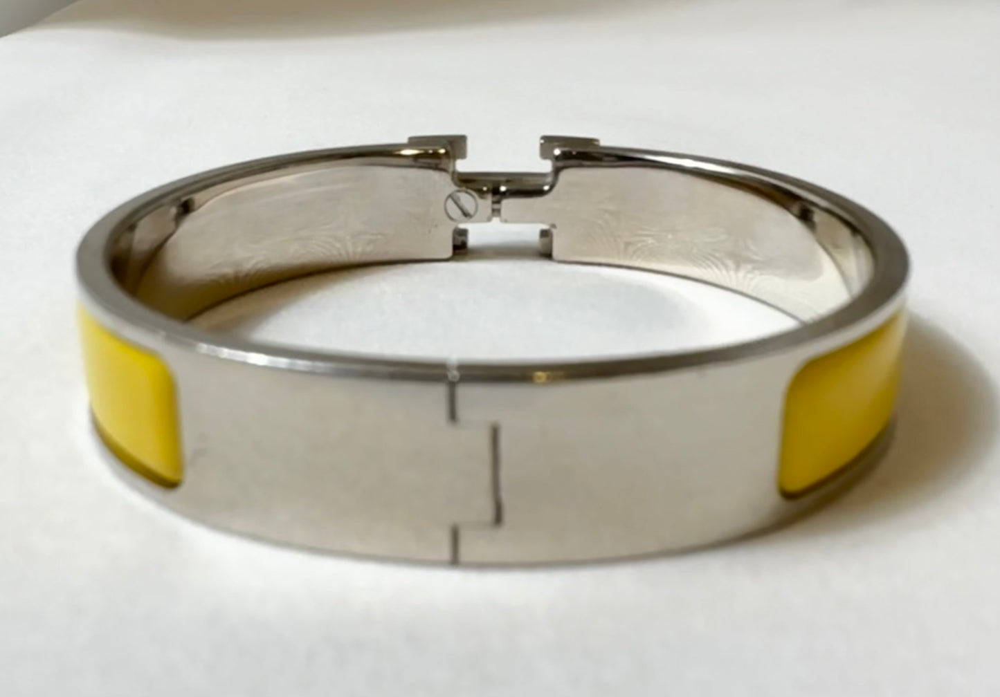 Hermes Clic Clac H Yellow Enamel Palladium Plated Narrow Bracelet PM