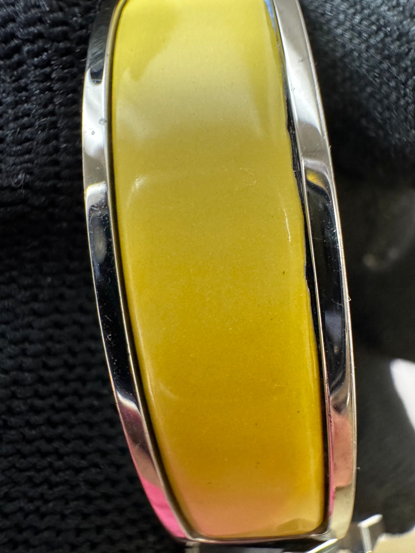 Hermes Clic Clac H Yellow Enamel Palladium Plated Narrow Bracelet PM