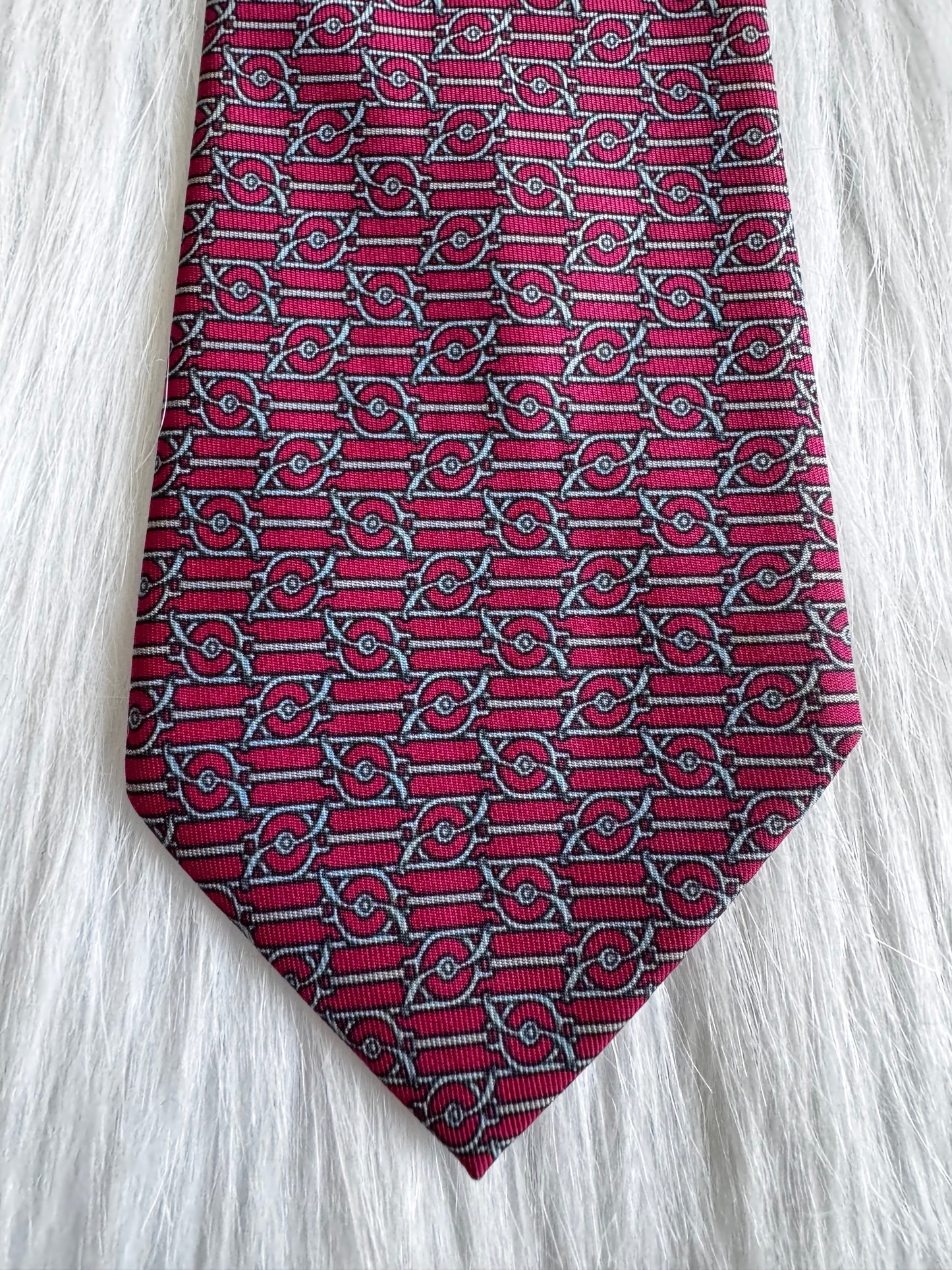 Hermes Pink printed necktie
