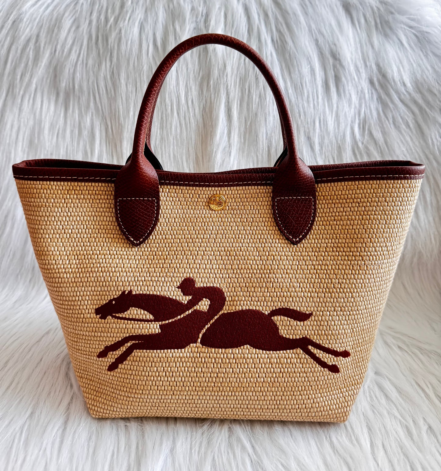 Longchamp Small Le Panier Pliage Basket Bag with strap