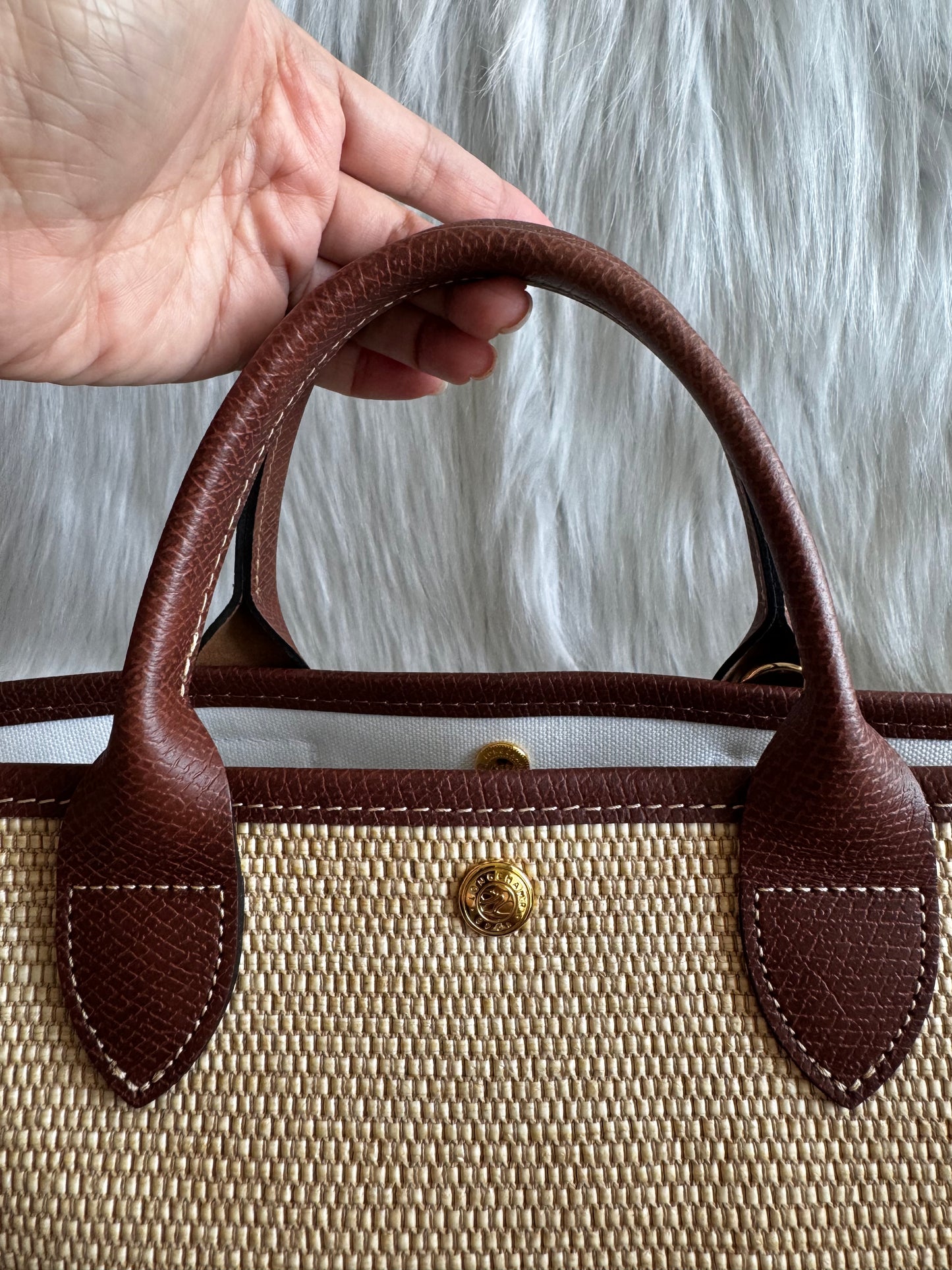 Longchamp Small Le Panier Pliage Basket Bag with strap
