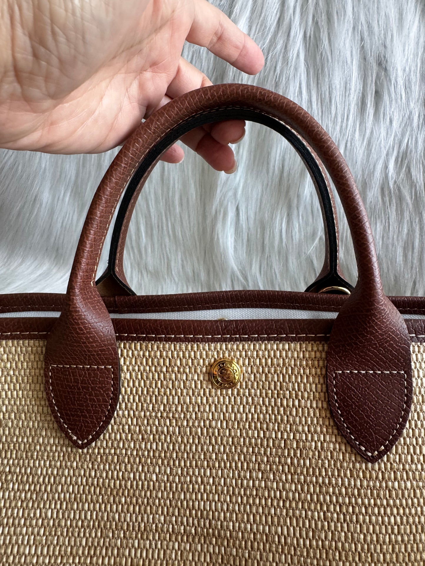 Longchamp Small Le Panier Pliage Basket Bag with strap