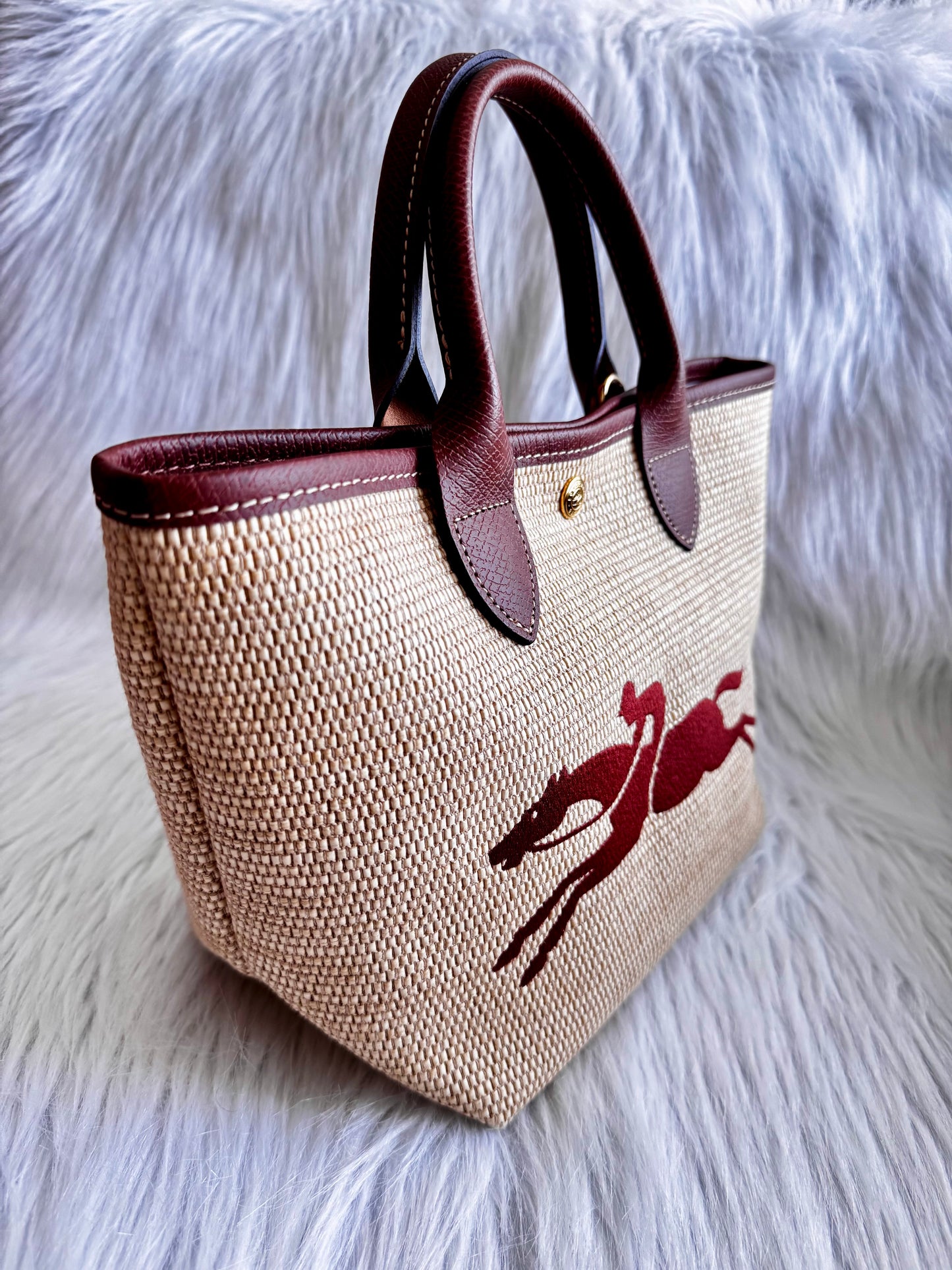 Longchamp Small Le Panier Pliage Basket Bag with strap