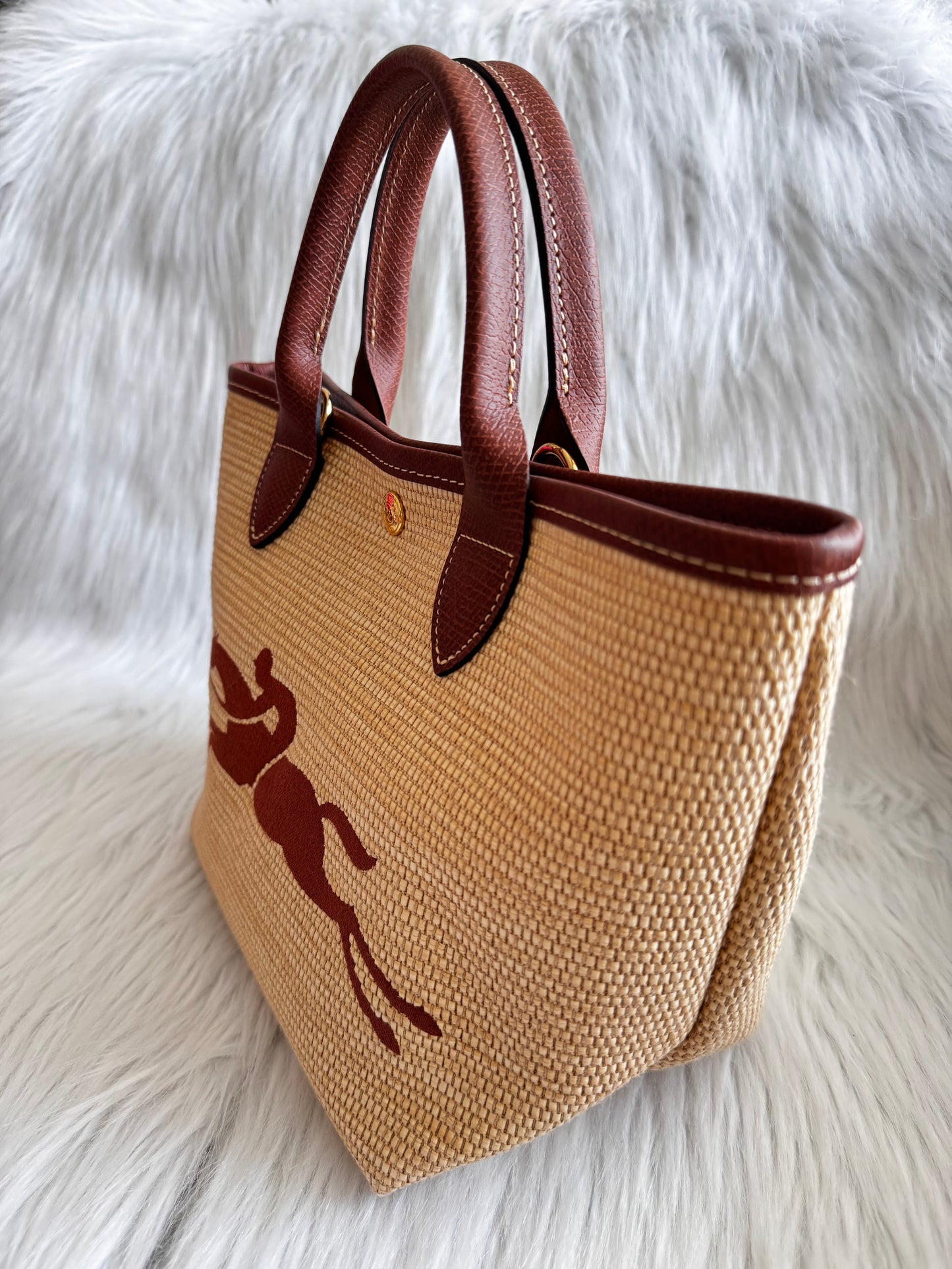 Longchamp Small Le Panier Pliage Basket Bag with strap