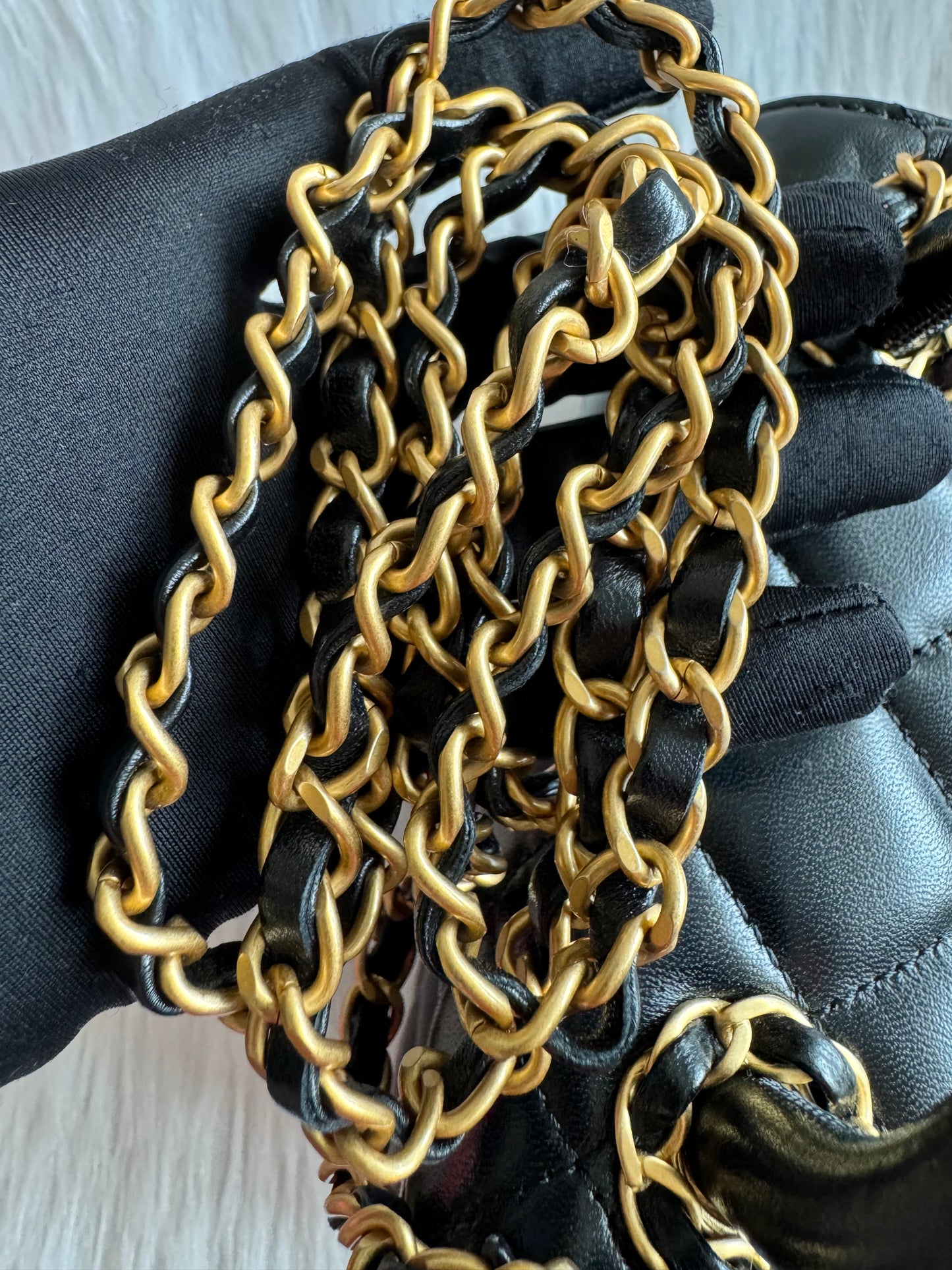 Chanel Top Handle Chain Lambskin Small Black Satchel - microchipped