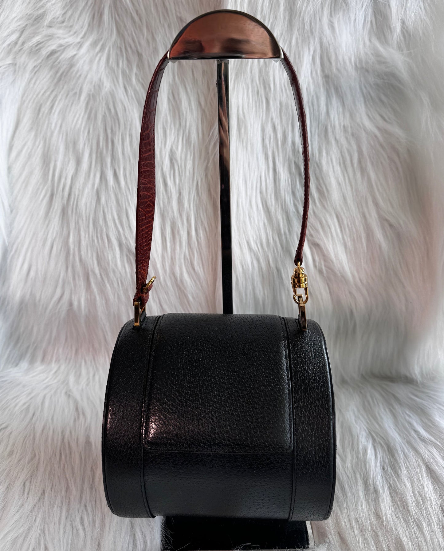 Bvlgari Black Leather B.Zero1 Cylinder Bag