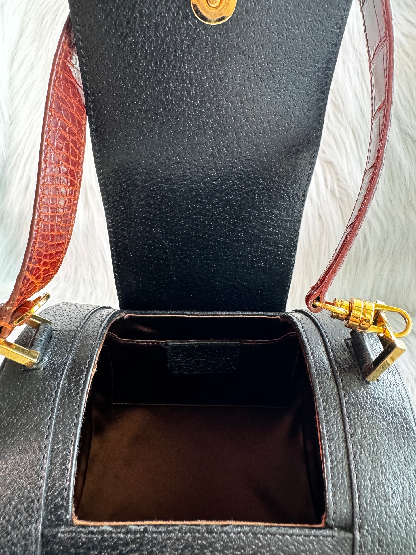 Bvlgari Black Leather B.Zero1 Cylinder Bag