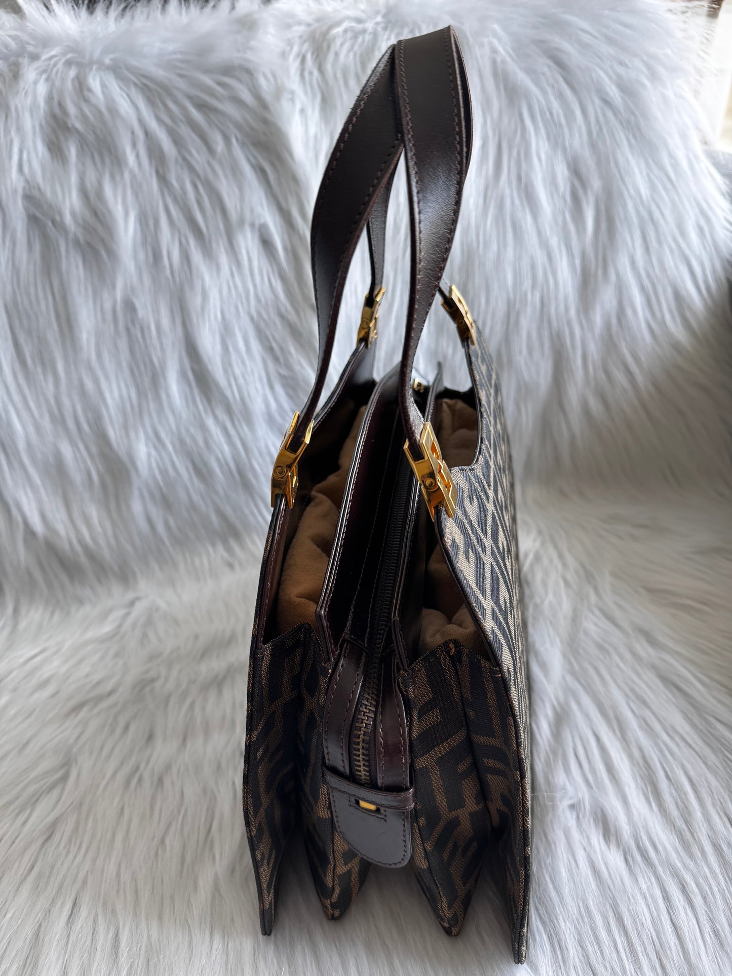 Fendi Zucca Canvas Shoulder Bag