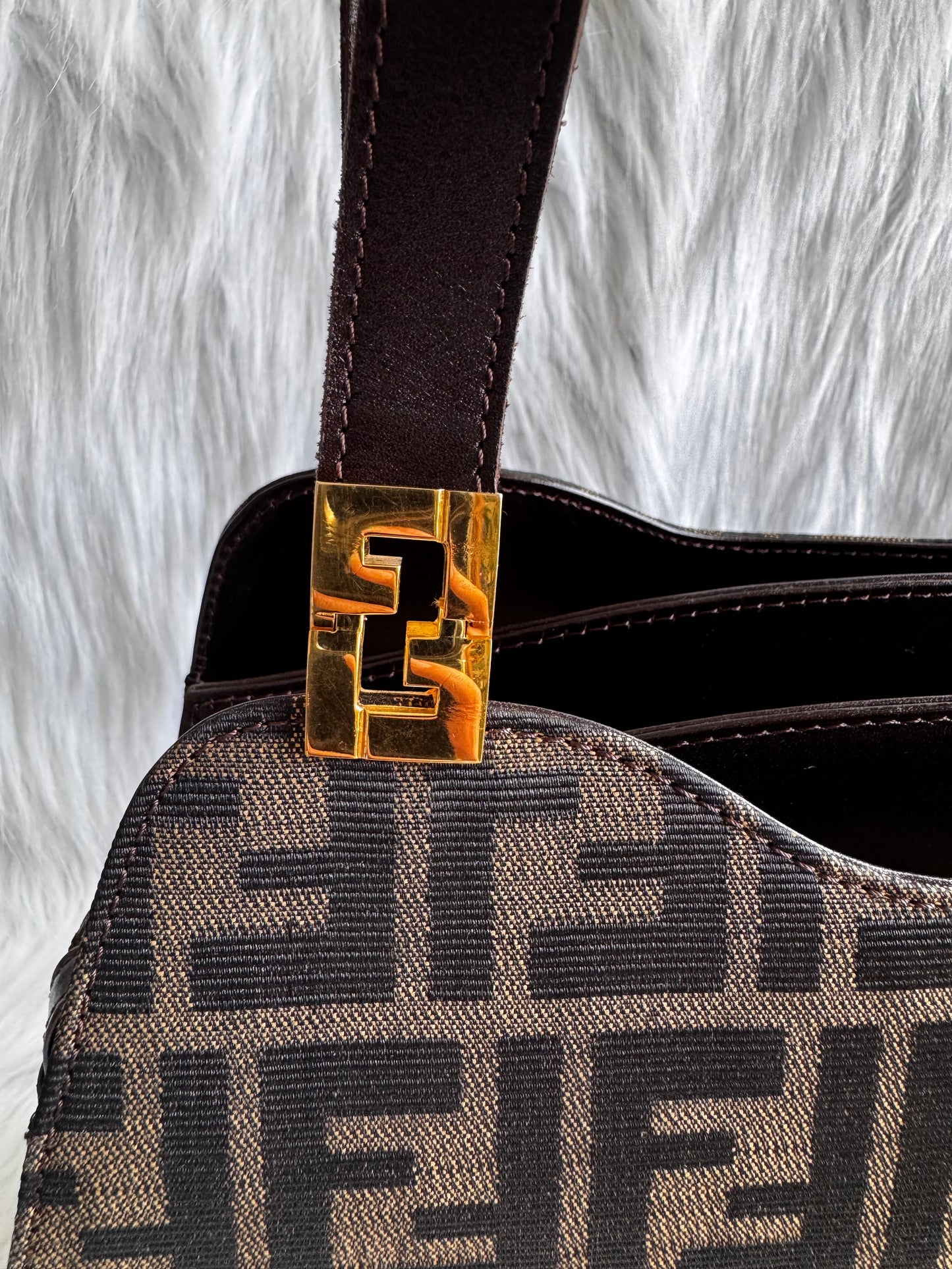 Fendi Zucca Canvas Shoulder Bag