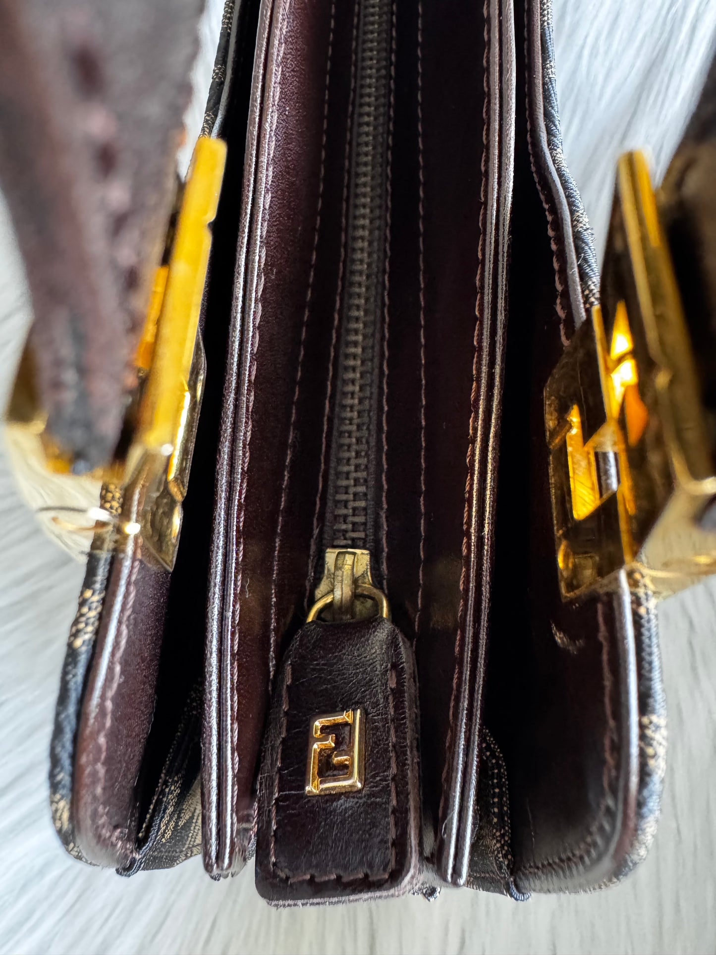Fendi Zucca Canvas Shoulder Bag
