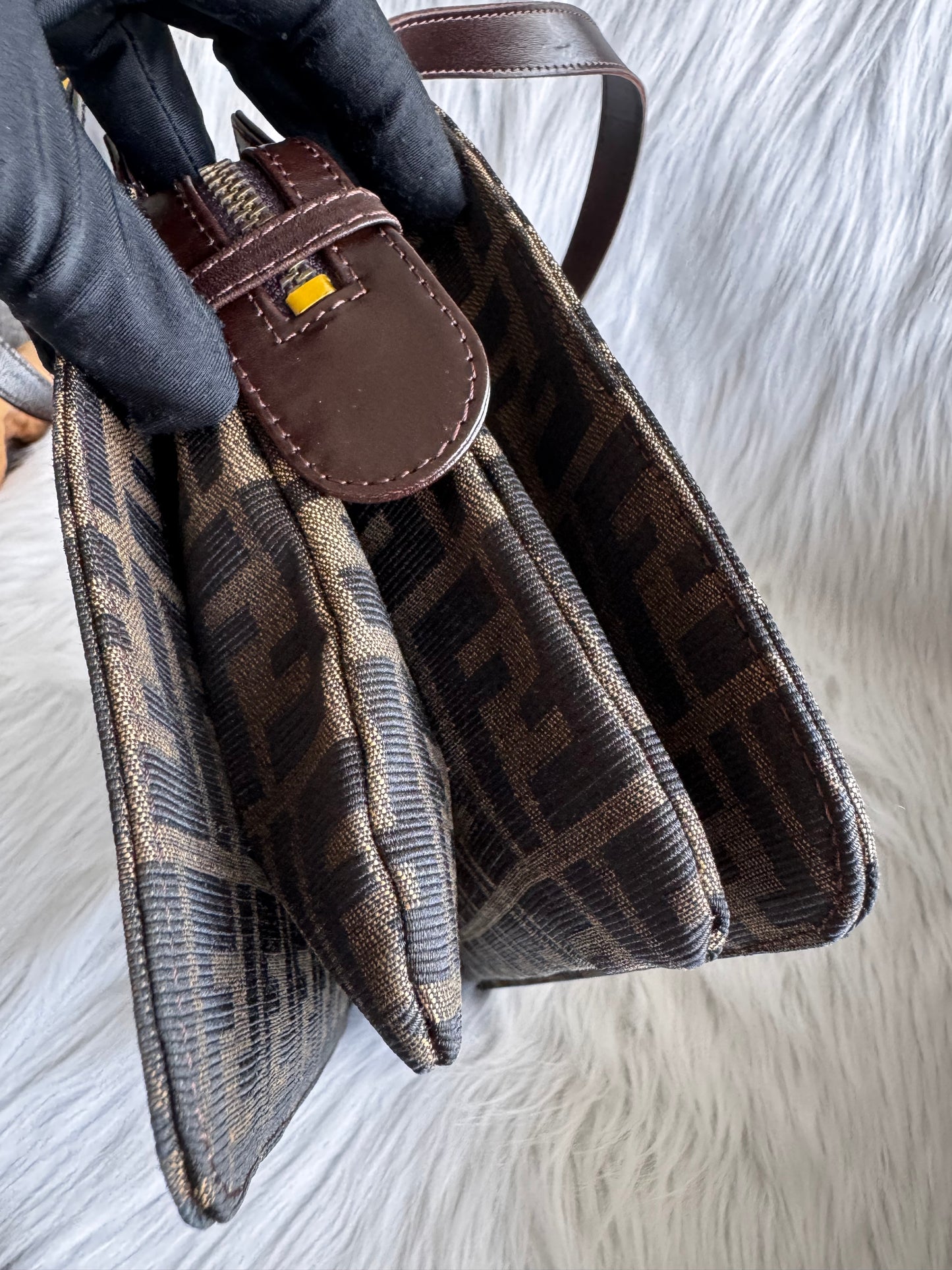 Fendi Zucca Canvas Shoulder Bag