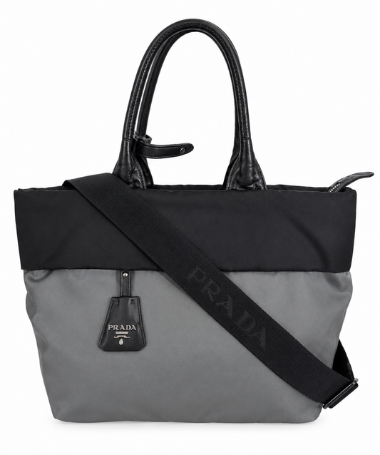 Prada Nylon Two Way Black & Gray Bag