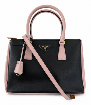 Prada Galleria Medium Black & Pink Saffiano Two way Bag