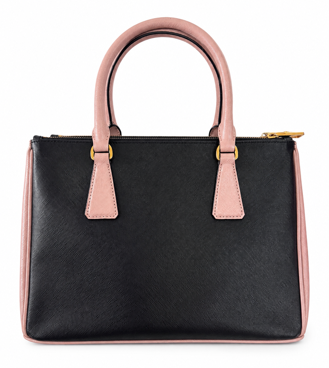 Prada Galleria Medium Black & Pink Saffiano Two way Bag