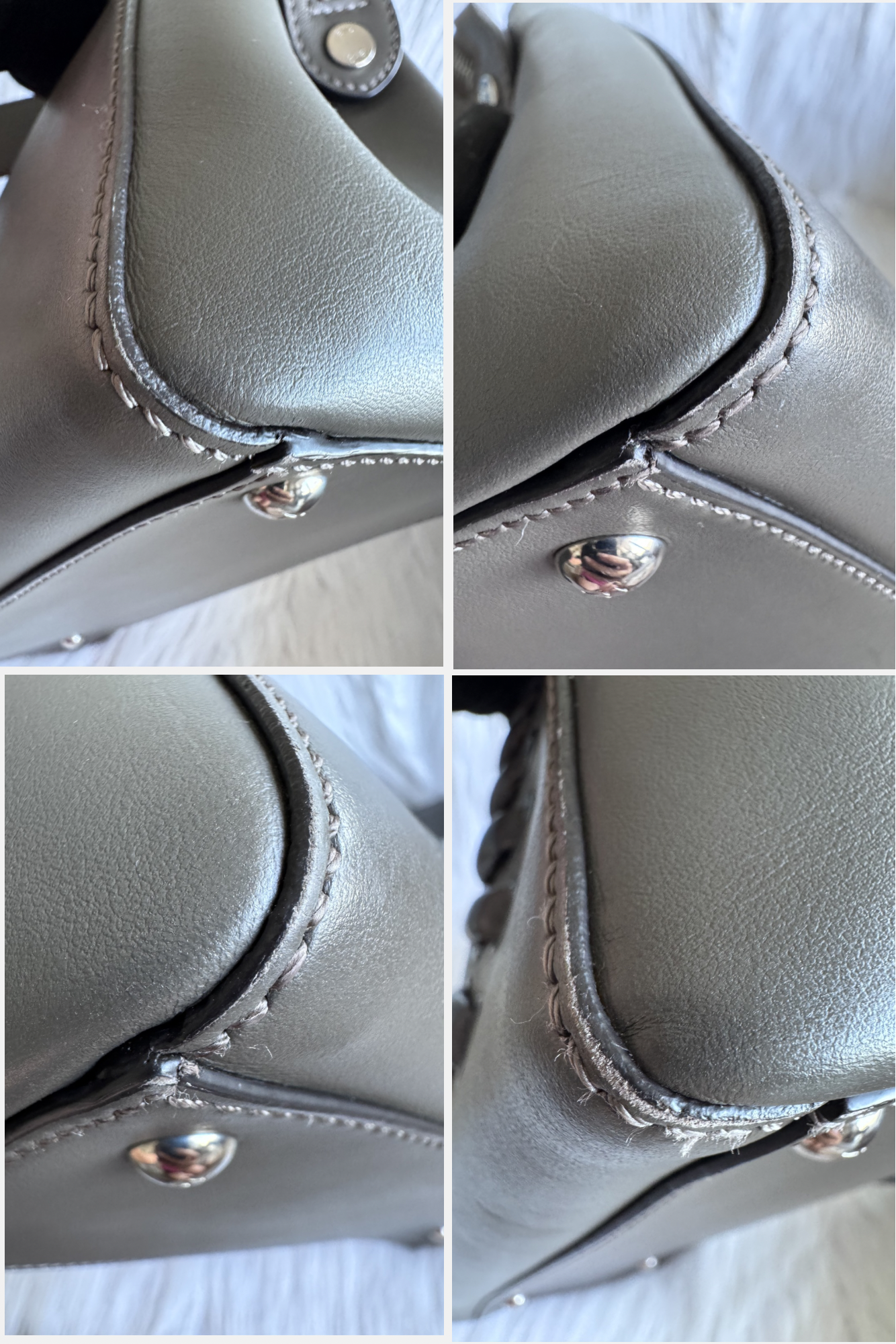 Fendi Whipstitch Dotcom two way bag-dark gray