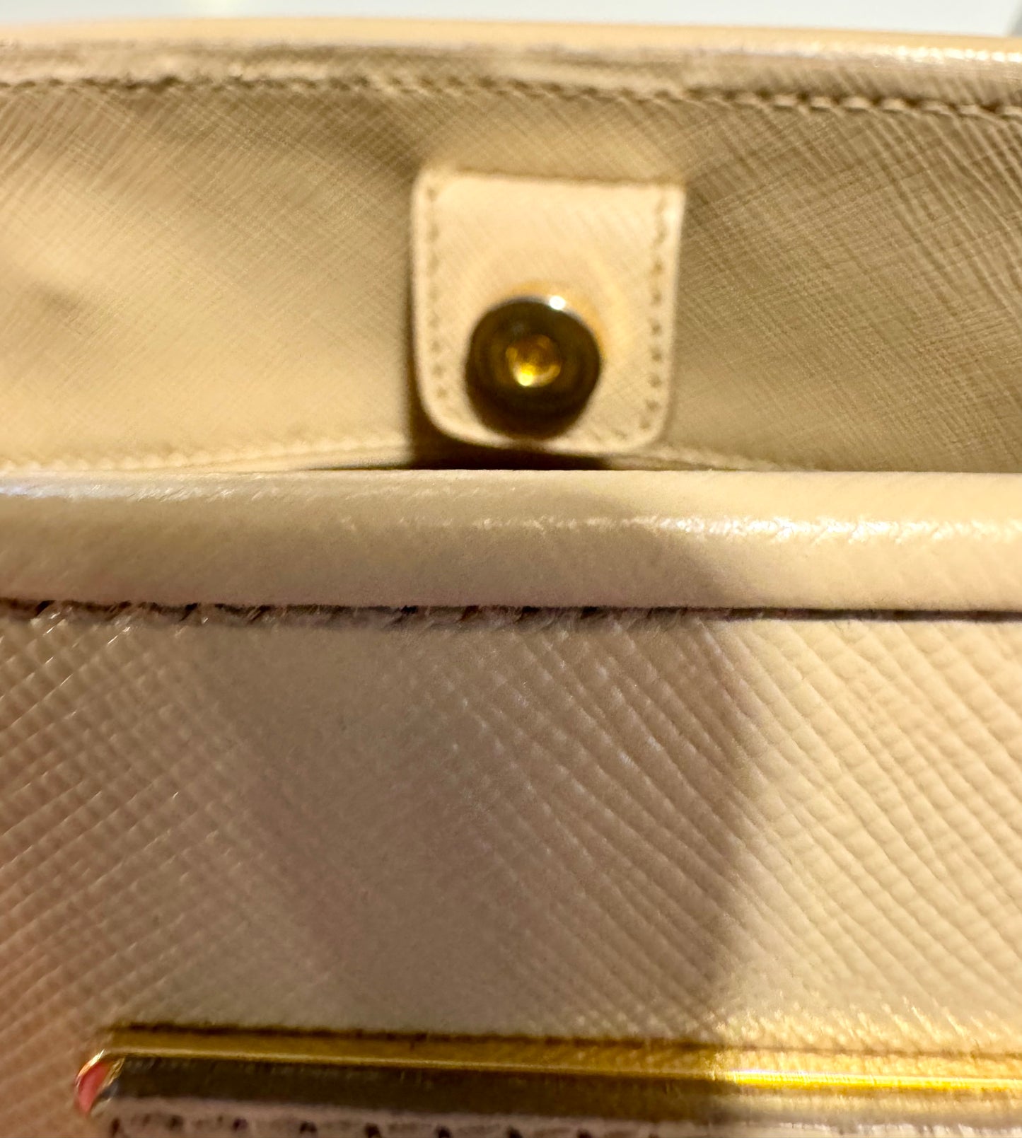 Prada Beige Saffiano Lux Open Two-Way Bag