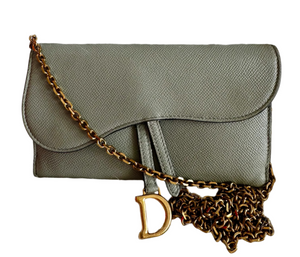 Christian Dior Saddle Sage Green Wallet on Chain