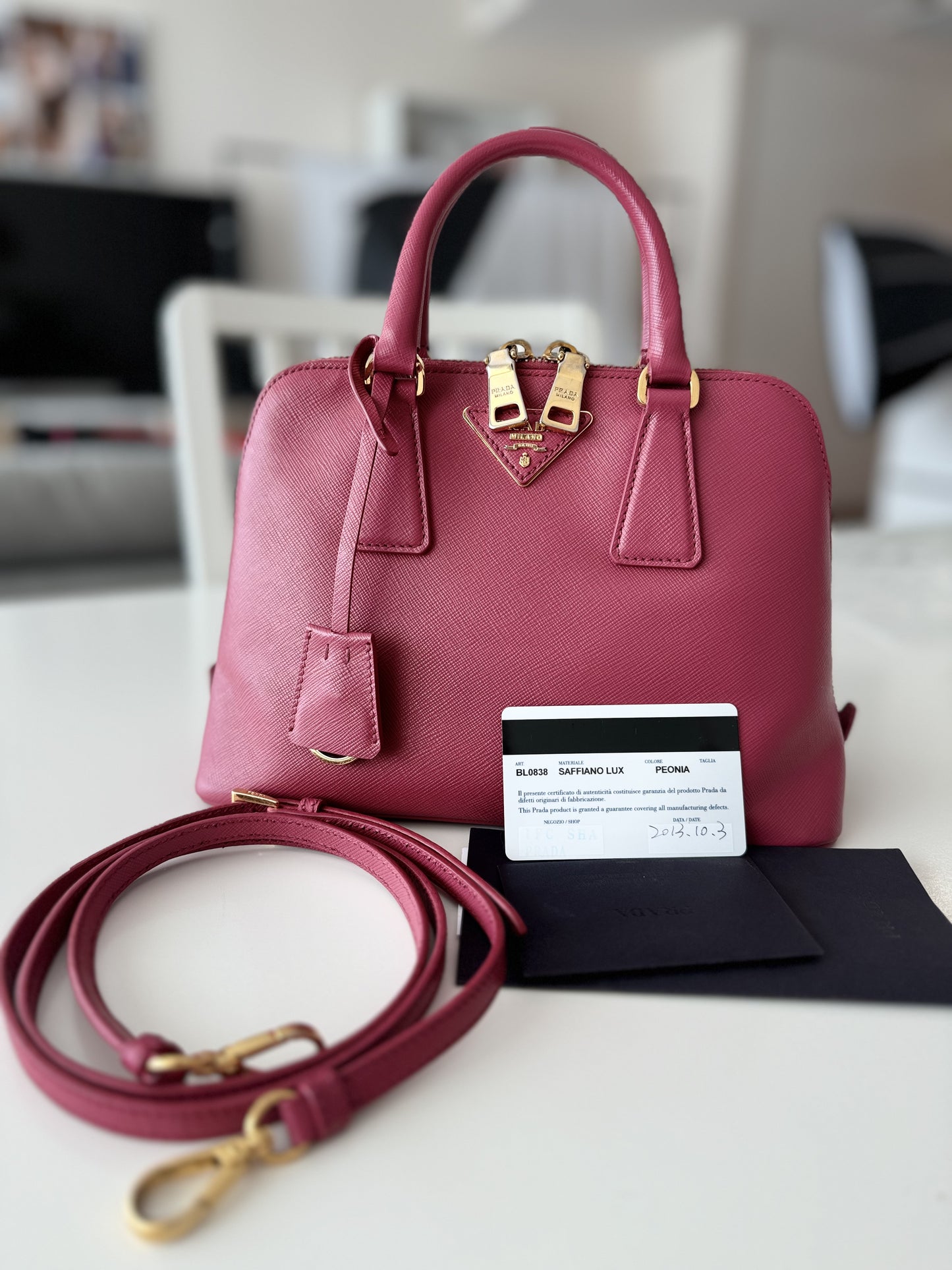 Prada Saffiano pink small satchel