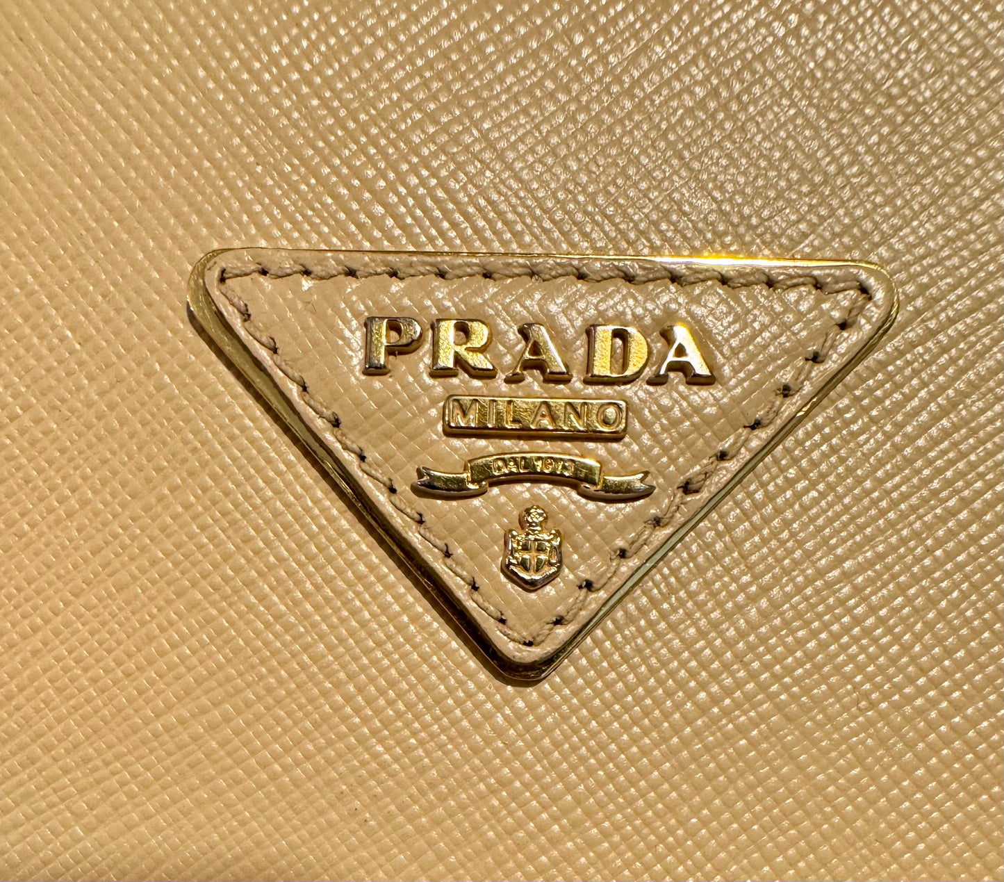 Prada Beige Saffiano Lux Open Two-Way Bag