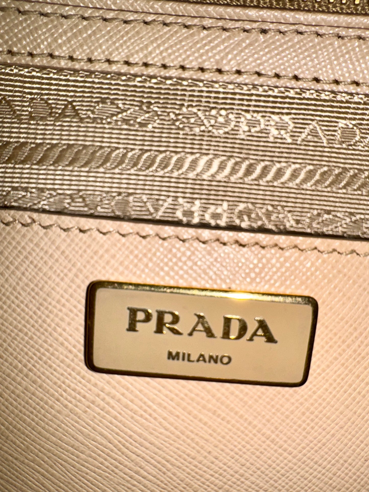 Prada Beige Saffiano Lux Open Two-Way Bag