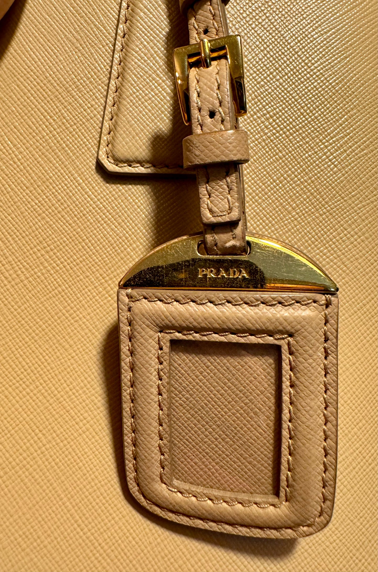 Prada Beige Saffiano Lux Open Two-Way Bag