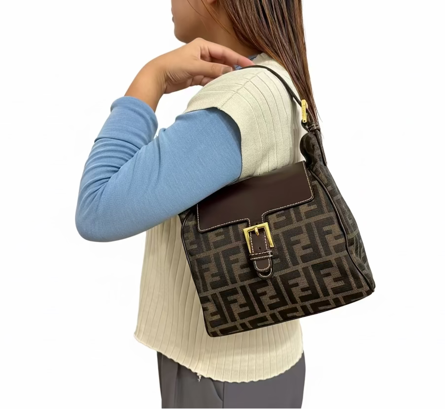 Fendi Zucca Canvas Shoulder Small Bag