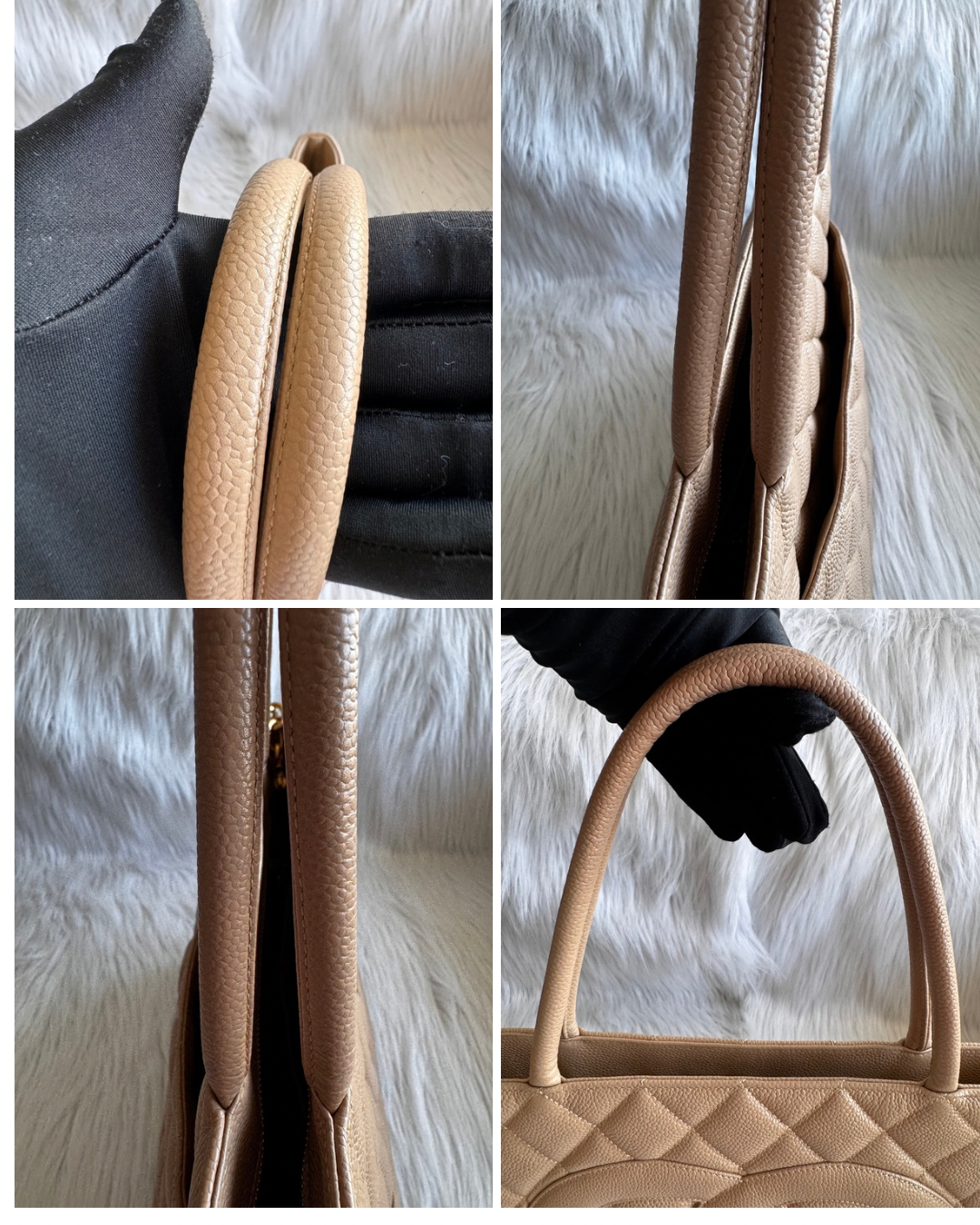 حقيبة شانيل شوكو بار بسلسلة من الجلد مع حقيبة شانيل كانفاس مجانية