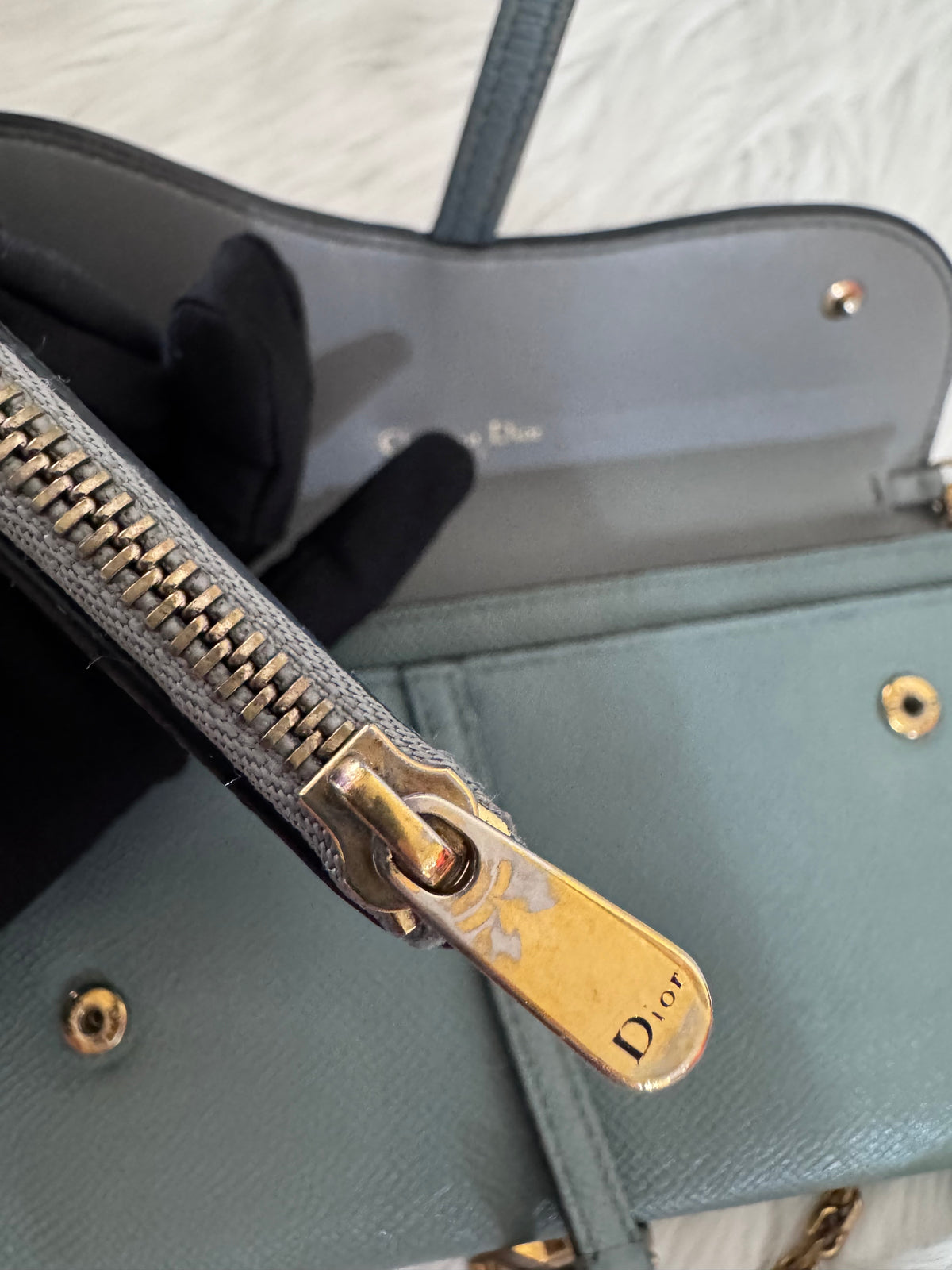 Christian Dior Saddle Sage Green Wallet on Chain
