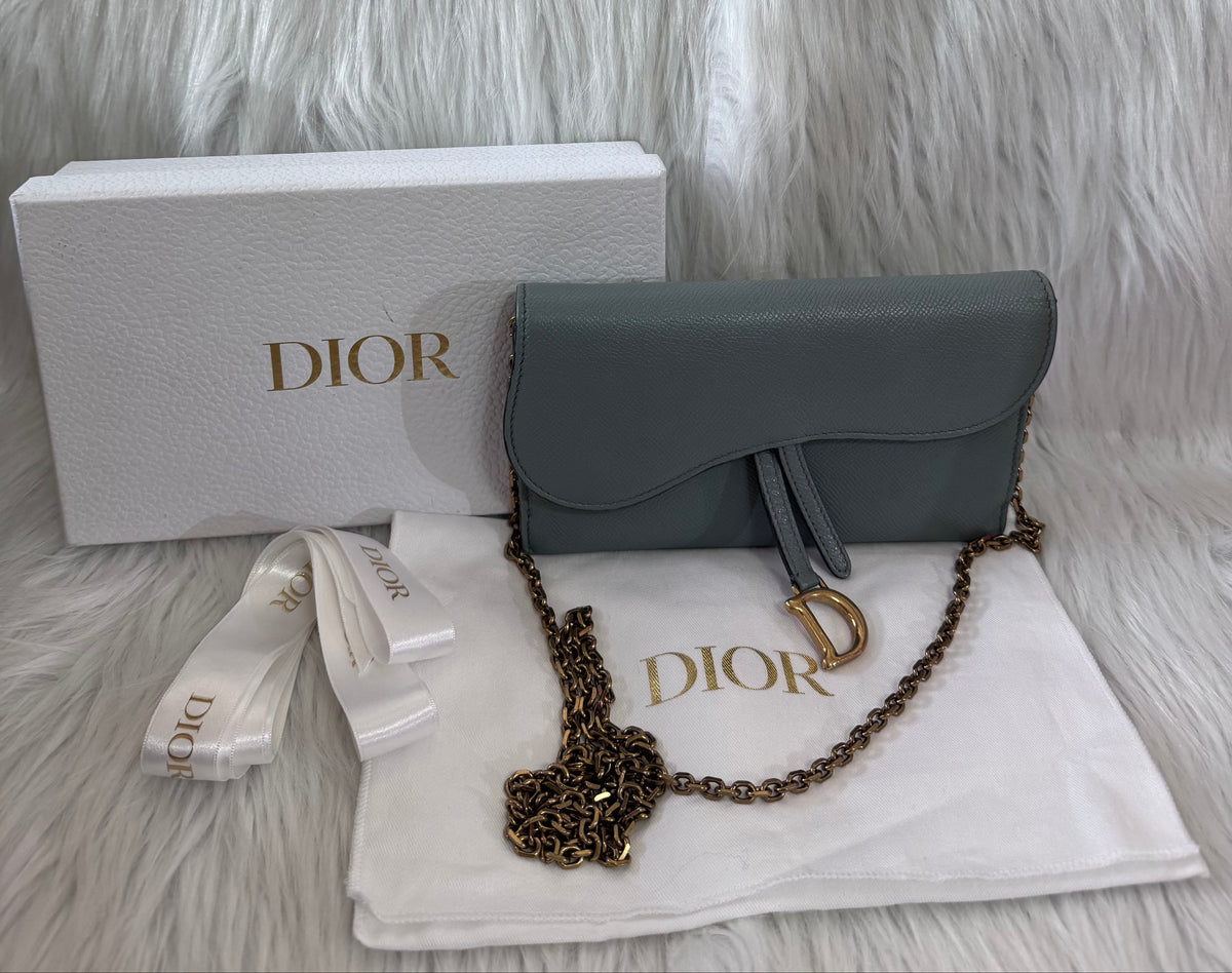 Christian Dior Saddle Sage Green Wallet on Chain