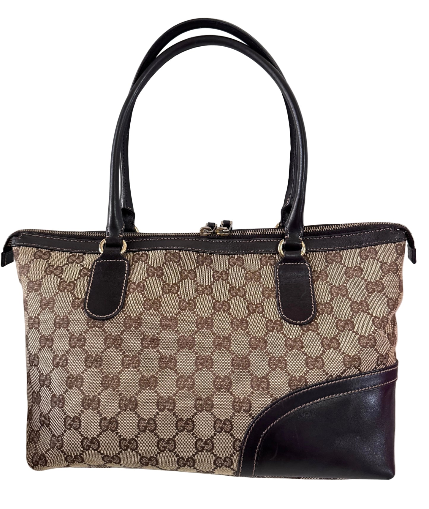 Gucci GG Horsebit Beige Canvas & Leather Tote