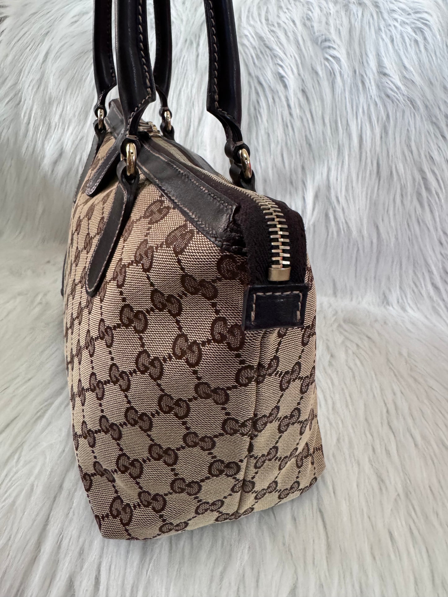 Gucci GG Horsebit Beige Canvas & Leather Tote
