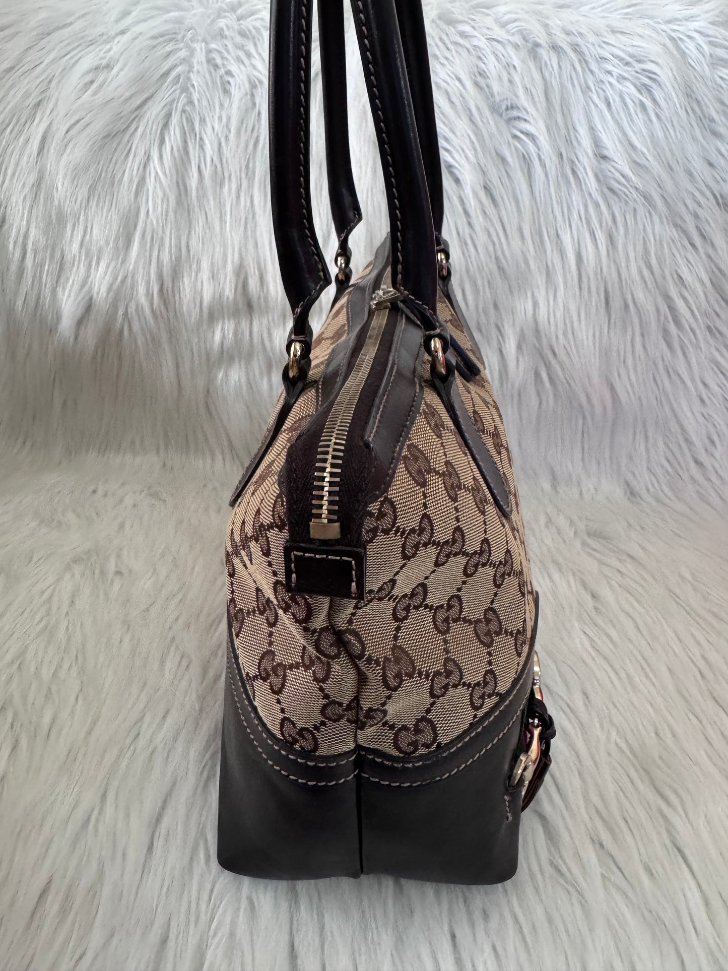 Gucci GG Horsebit Beige Canvas & Leather Tote