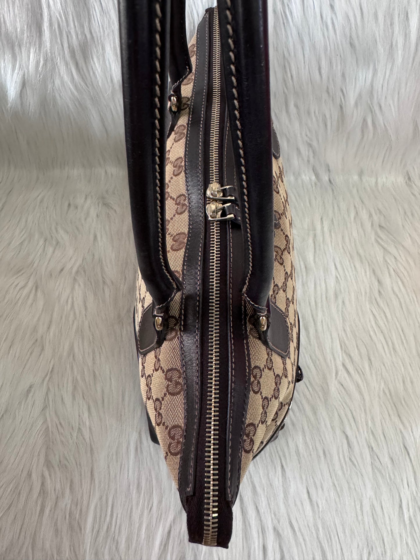 Gucci GG Horsebit Beige Canvas & Leather Tote