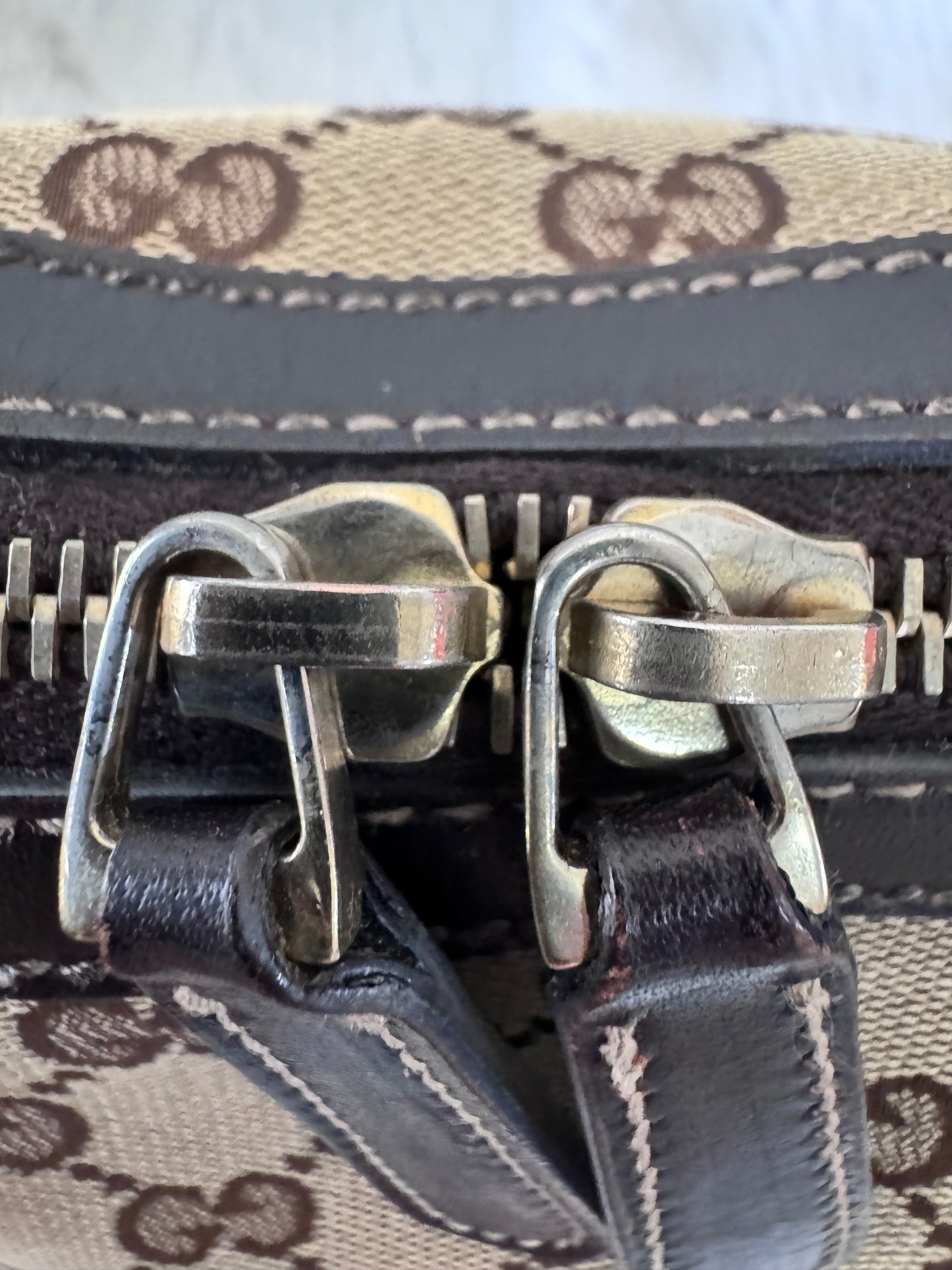 Gucci GG Horsebit Beige Canvas & Leather Tote