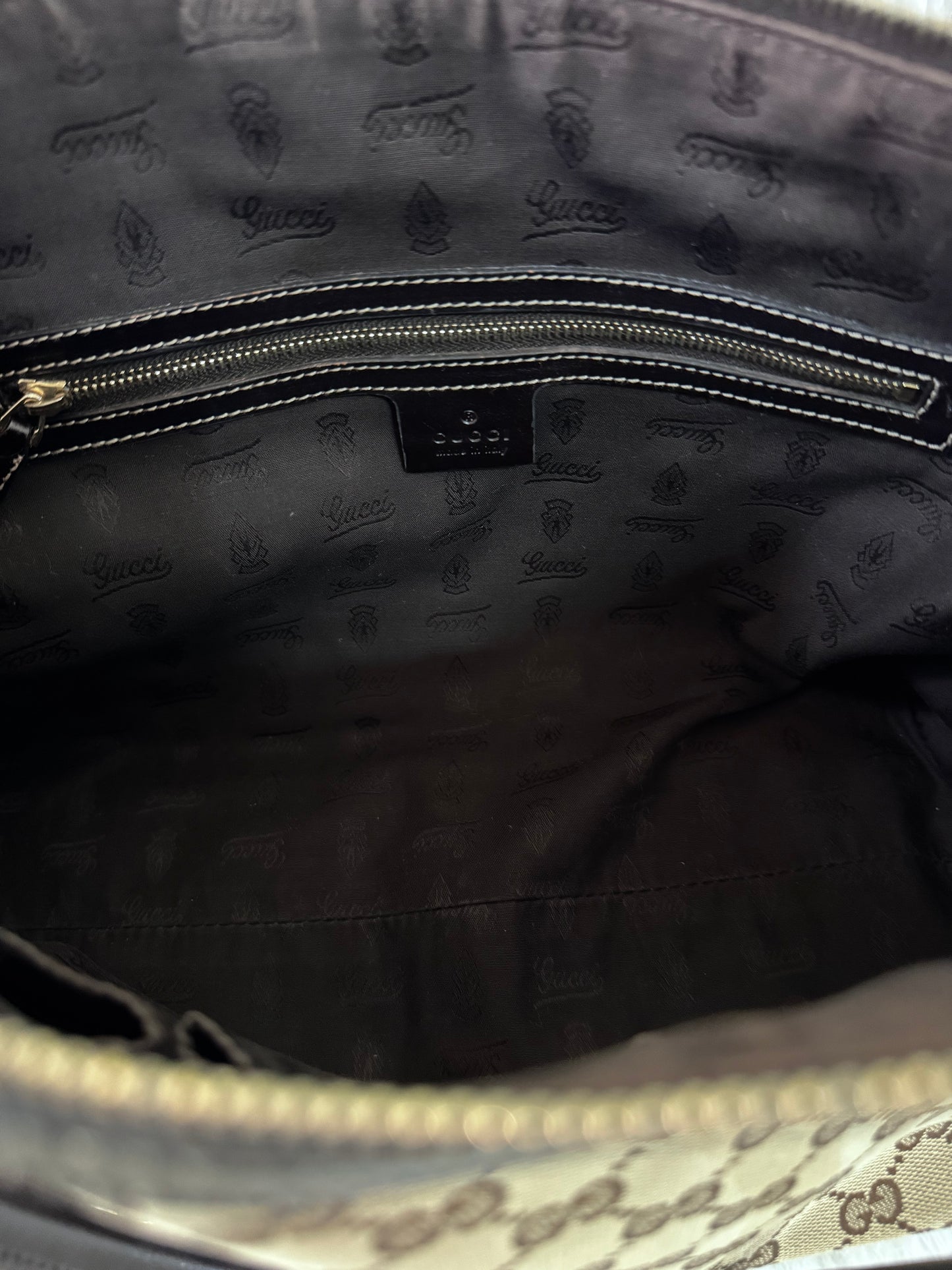 Gucci GG Horsebit Beige Canvas & Leather Tote