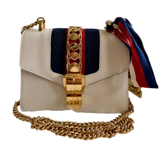 Gucci Sylvie White Mini Chain Bag
