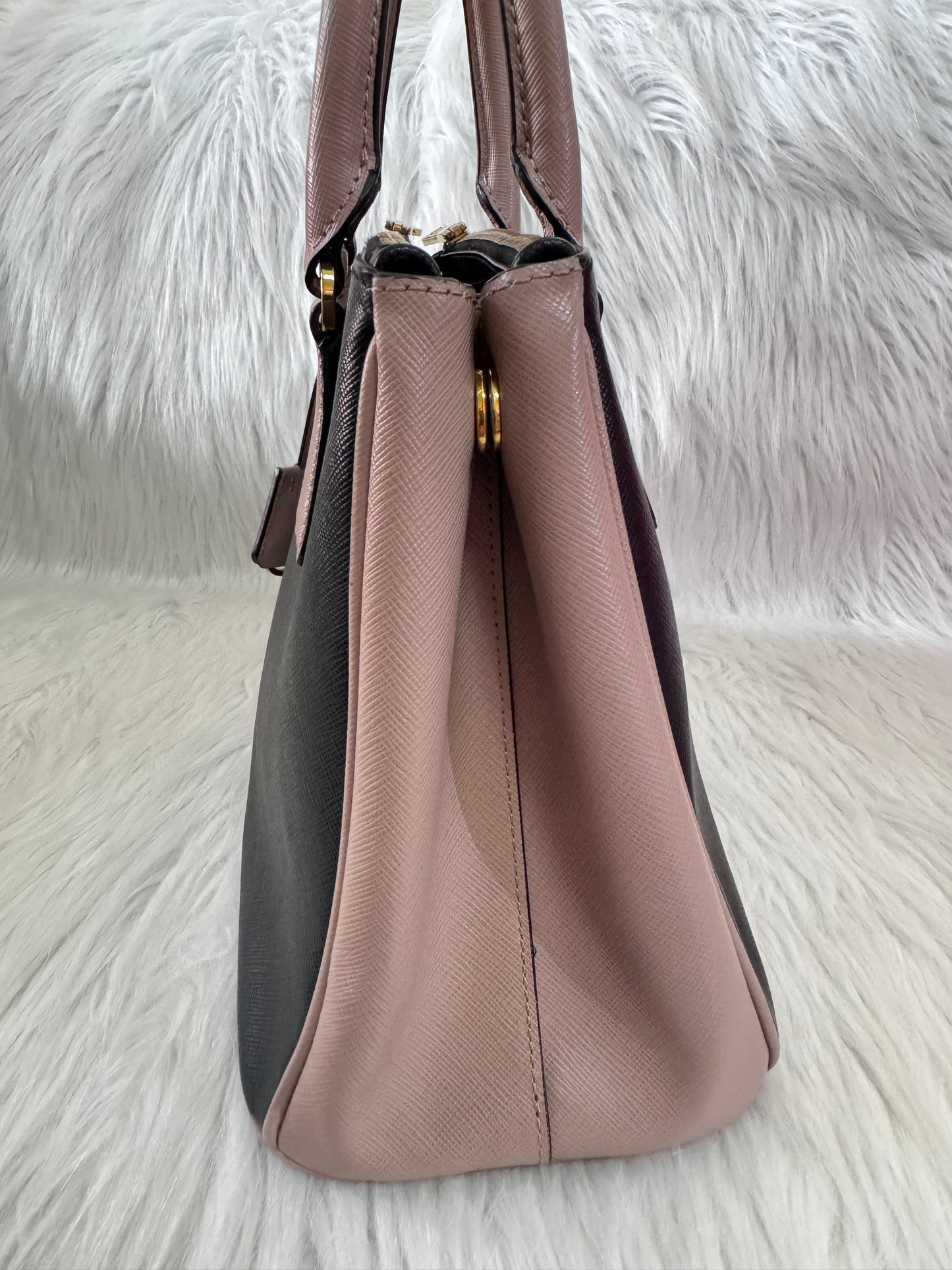 Prada Galleria Medium Black & Pink Saffiano Two way Bag