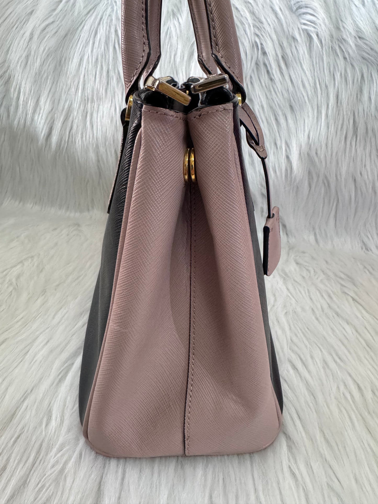 Prada Galleria Medium Black & Pink Saffiano Two way Bag