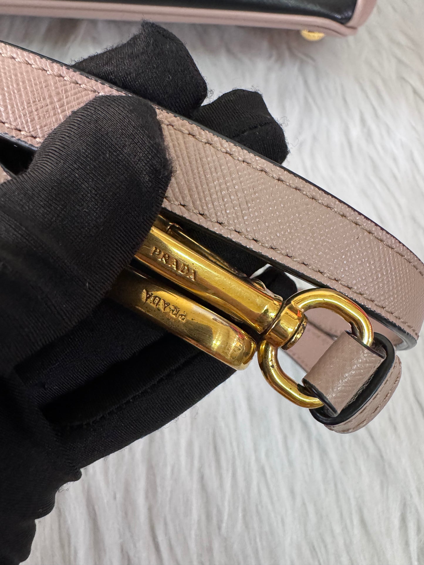 Prada Galleria Medium Black & Pink Saffiano Two way Bag