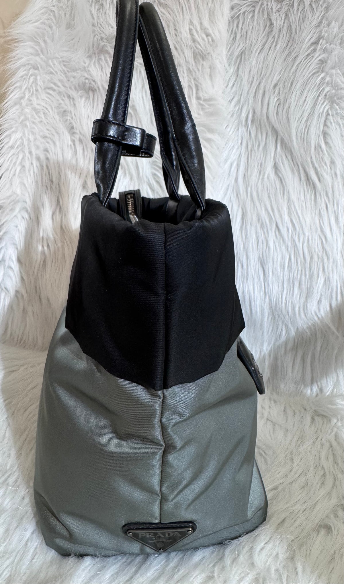Prada Nylon Two Way Black & Gray Bag