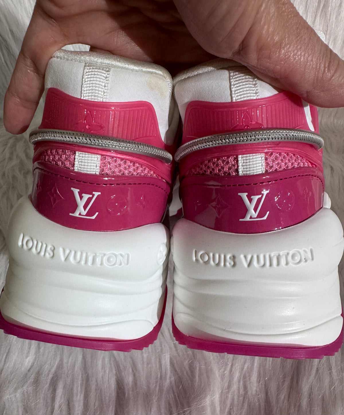 Louis Vuitton Run 55 Pink Monogram Sneakers  size 34.5